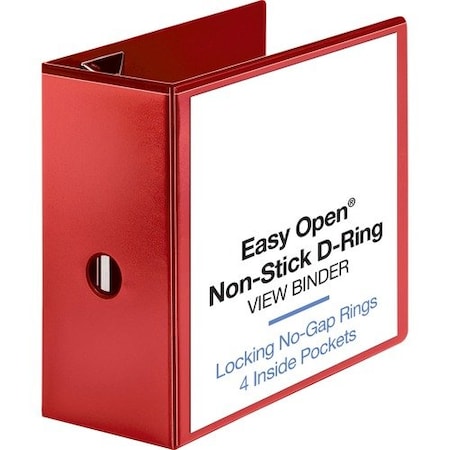 Business Source View Binder, D-ring, 5in Capacity, 8-1/2inx11in, Red BSN26984